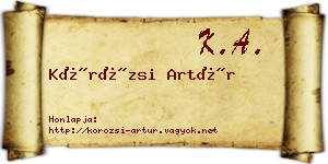 Körözsi Artúr névjegykártya